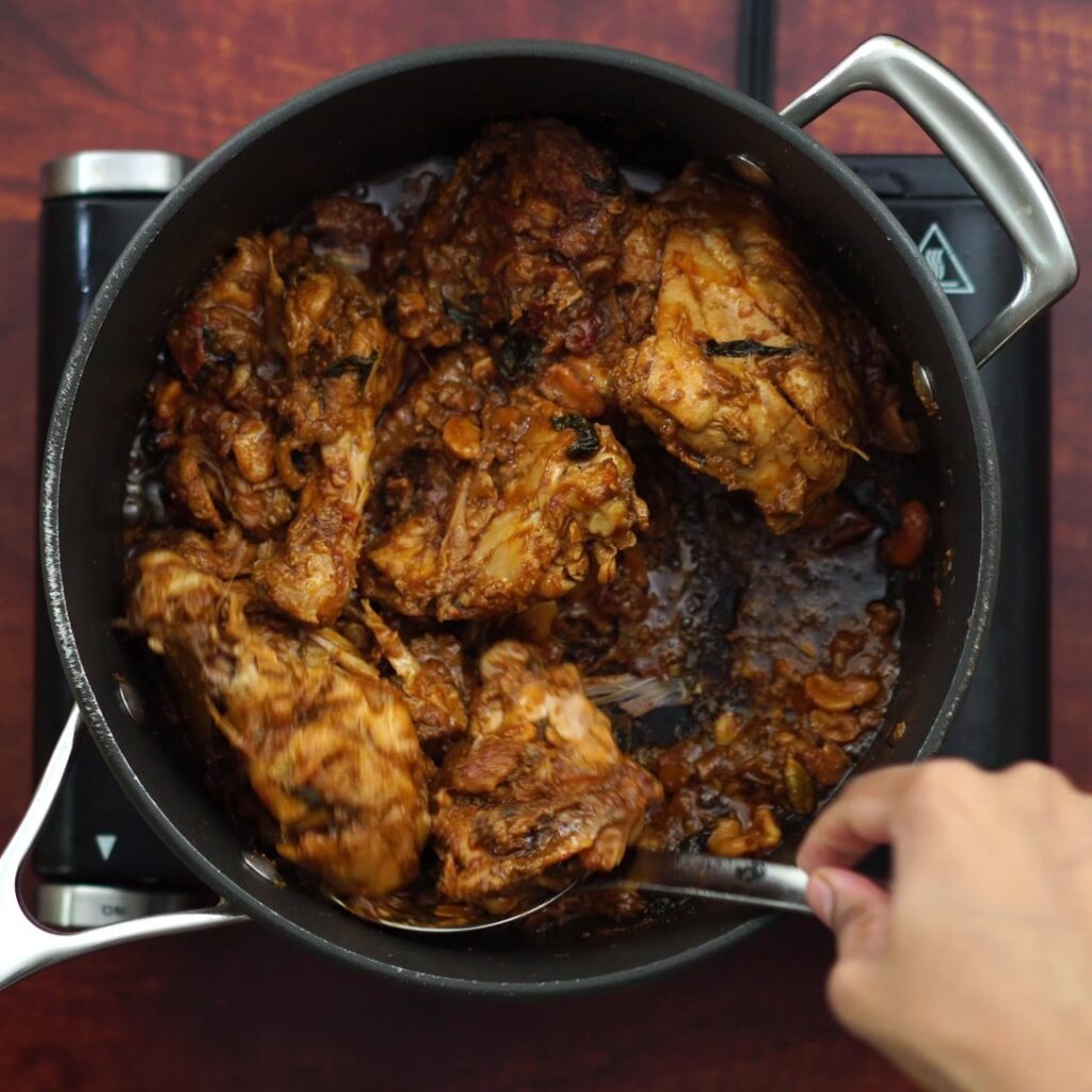 chicken turns reddish brown color