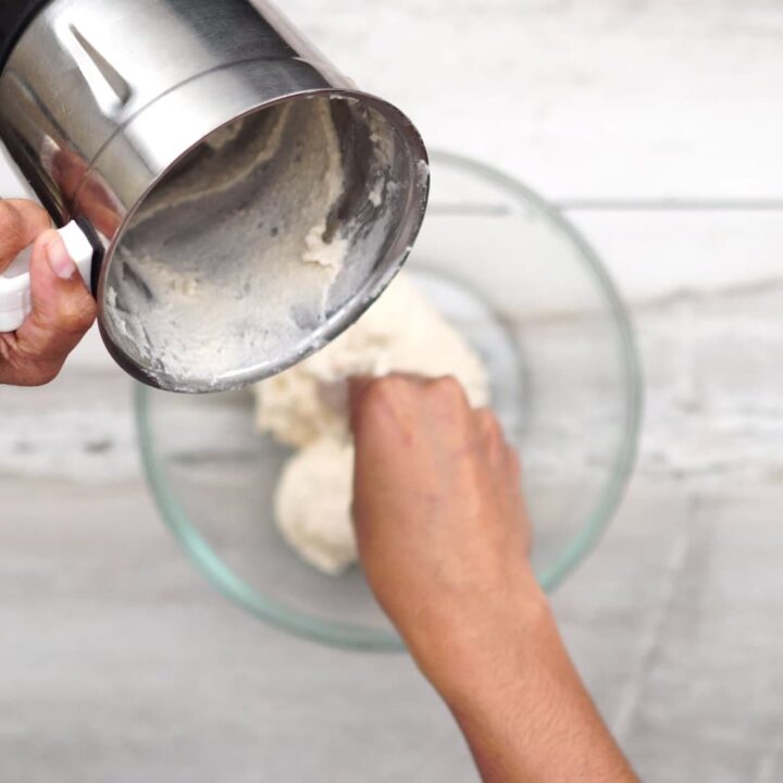 Transferring batter to a bowl