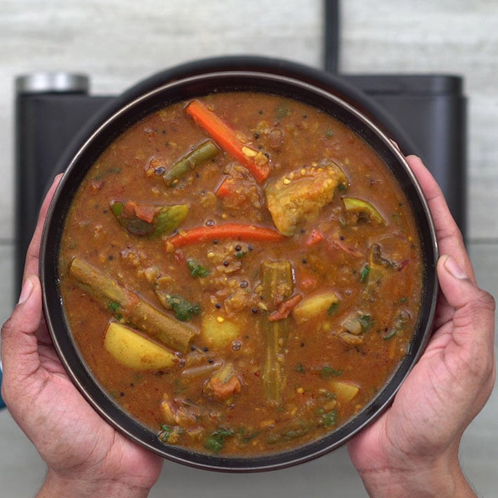Tamilnadu style mixed vegetable Sambar is ready