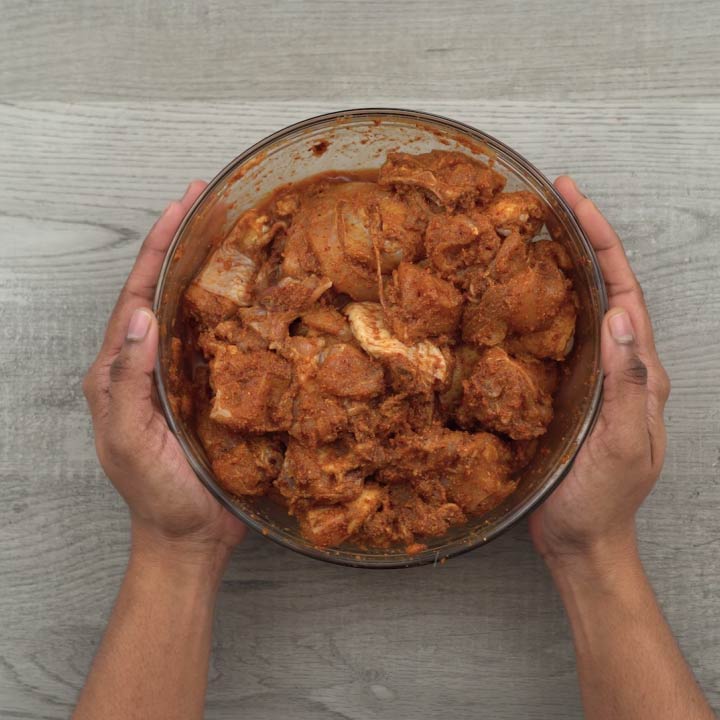 Nice masala coated chicken pieces