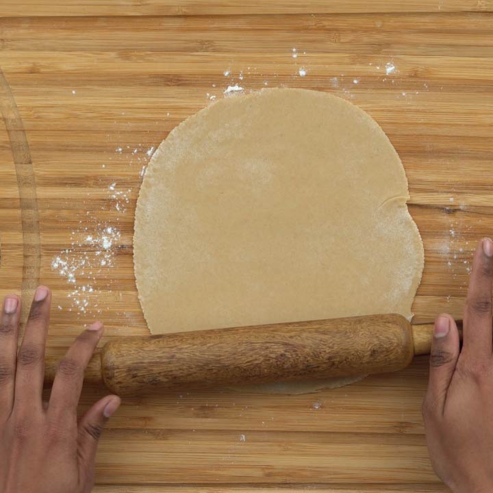 rolling the dough to circular shape