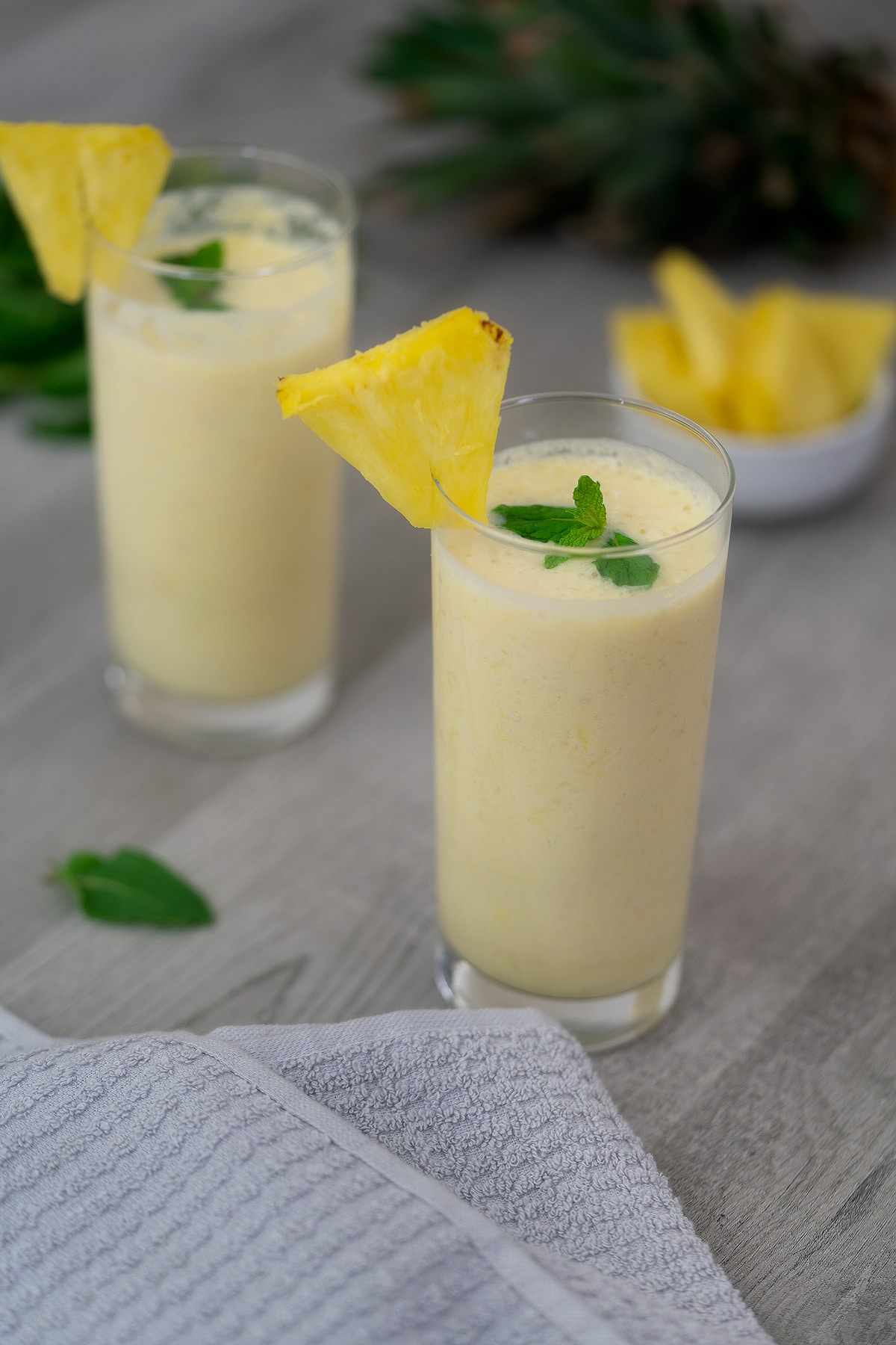 Easy and healthy Pineapple Smoothie in a serving glass.