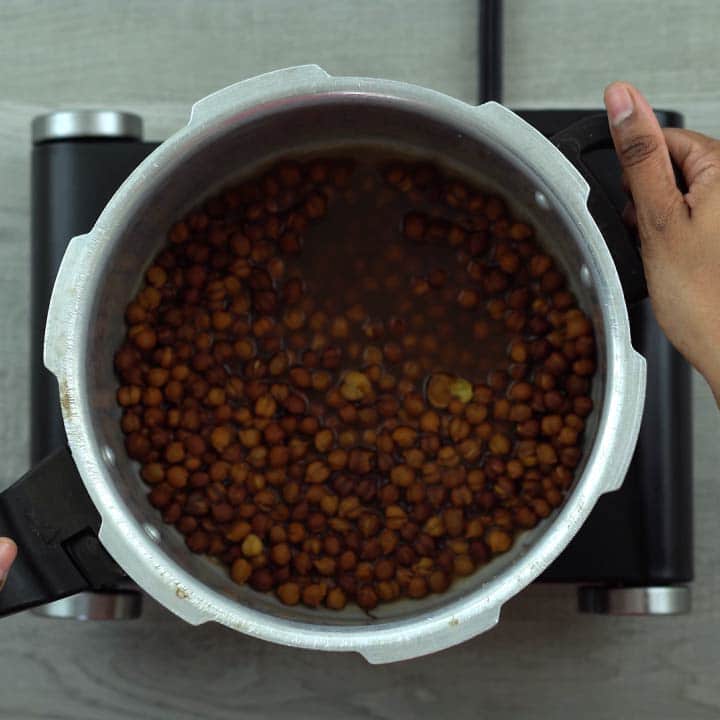 cooked black chana in pressure cooker