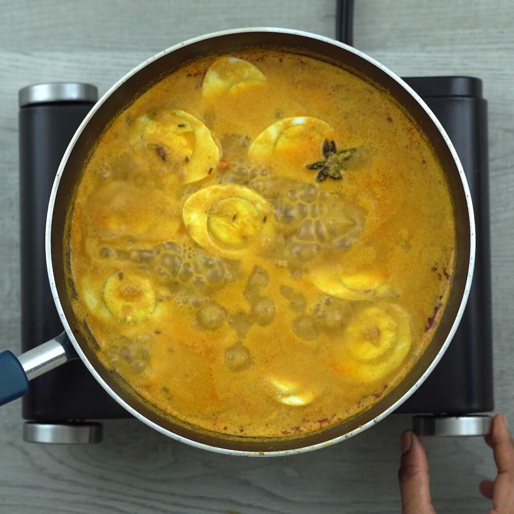 Egg is cooking in low heat