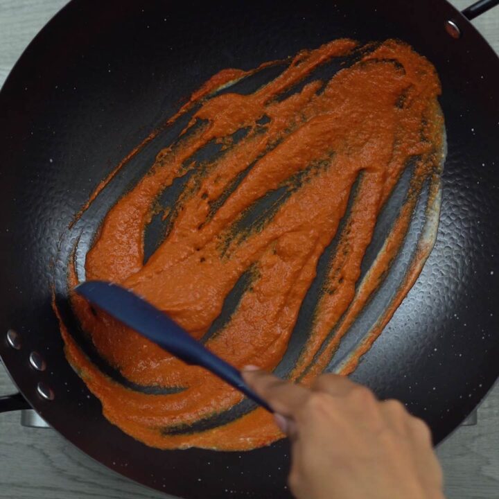 sauteing red curry paste