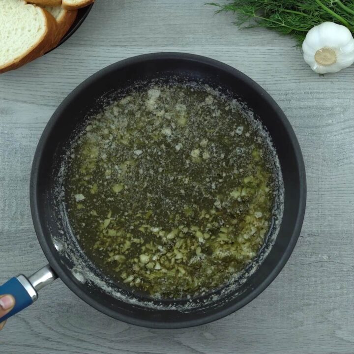 delicious garlic butter in a pan