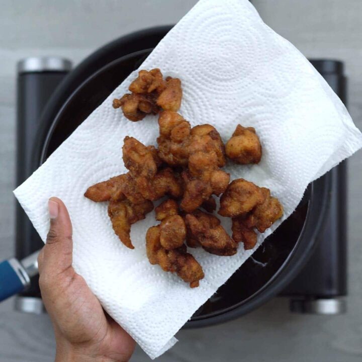 drained fried chicken