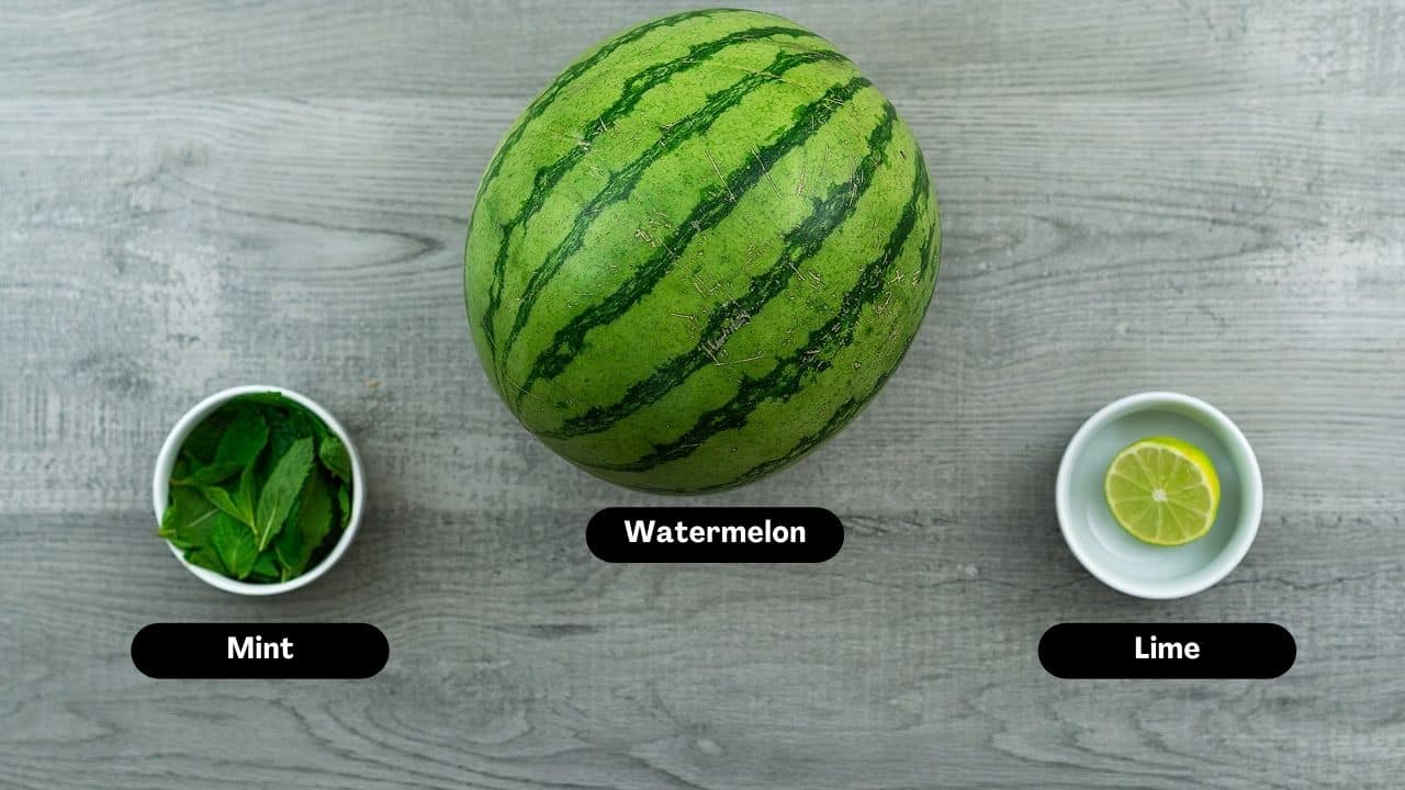 Watermelon Juice ingredients placed on a table.