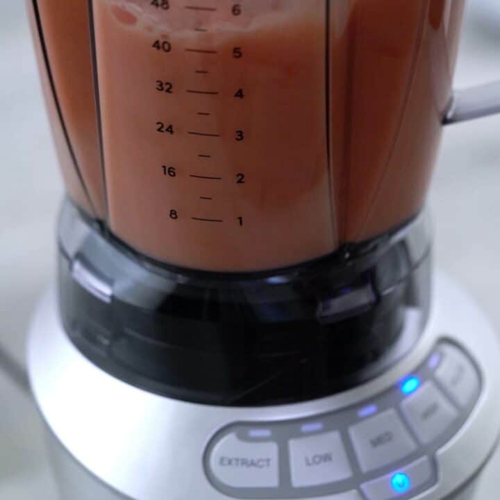 Blending the ingredients for watermelon juice.