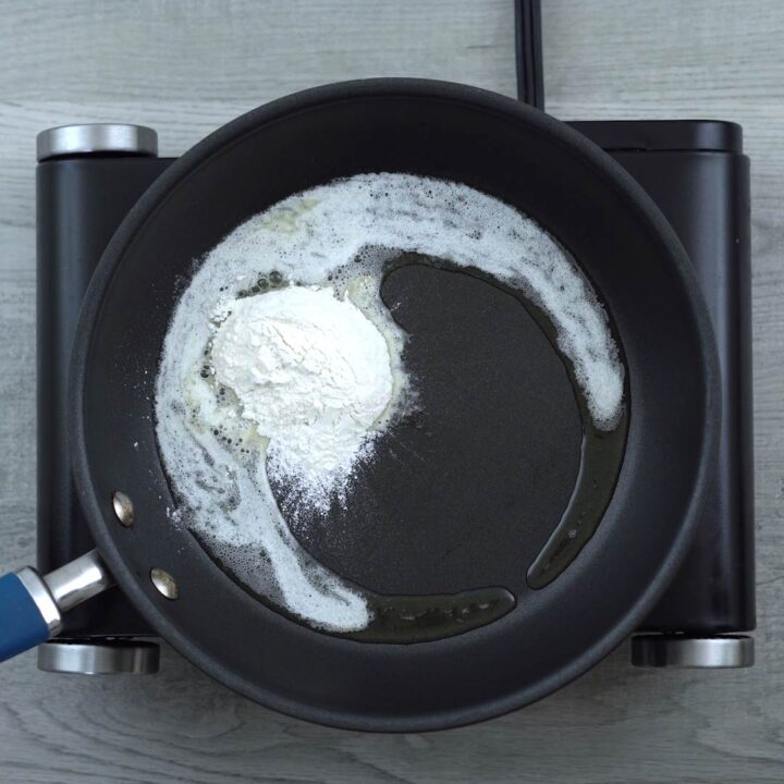 All purpose flour is added to butter