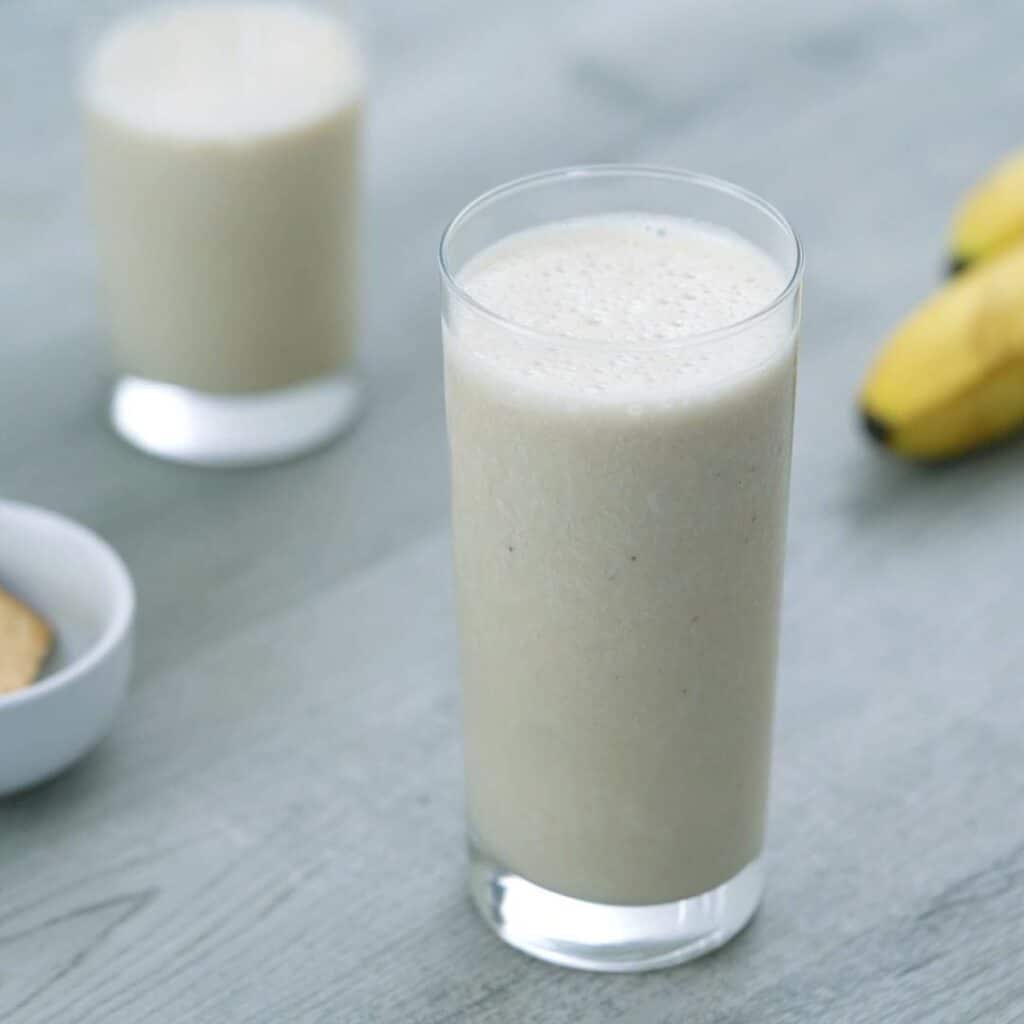 banana protein shake is served.