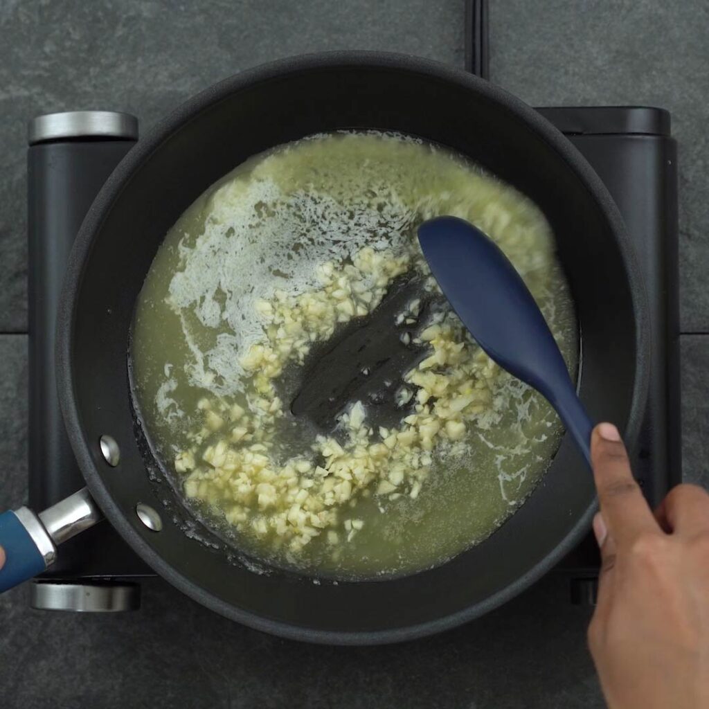 sautéing garlic in butter