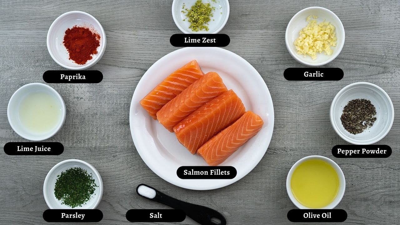 Grilled Salmon Ingredients in a plate
