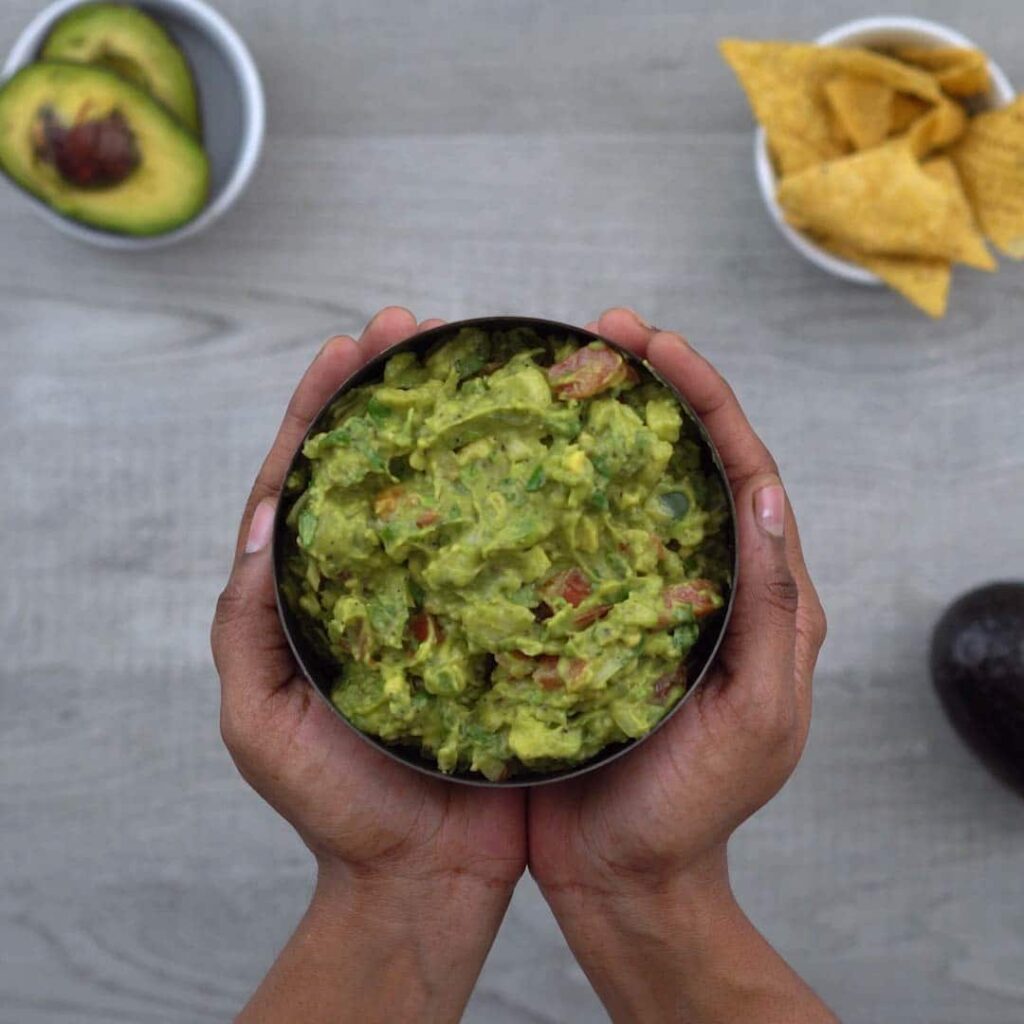 healthy and simple Guacamole in a bowl