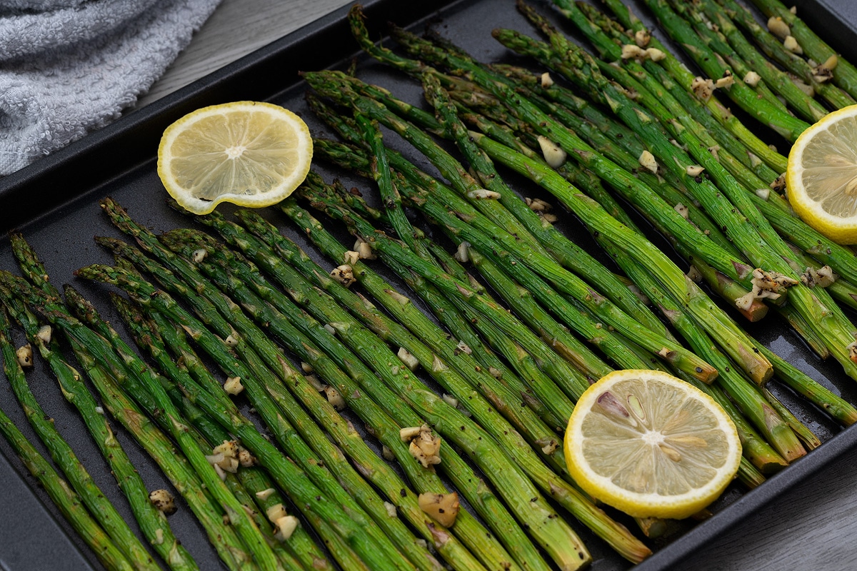 Oven Roasted Asparagus in a tray