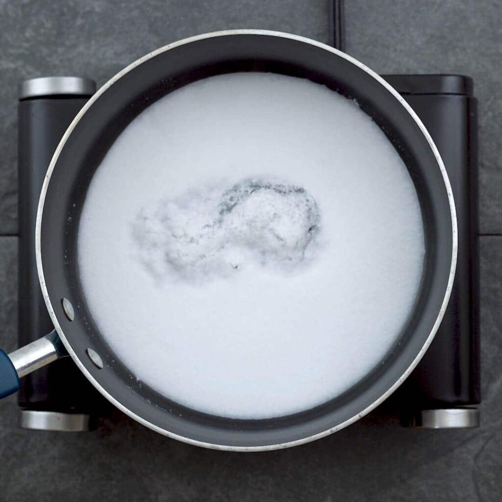 coconut milk in a pan