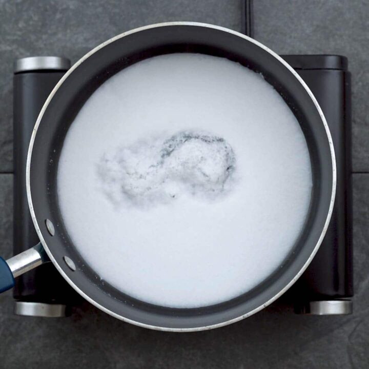coconut milk in a pan