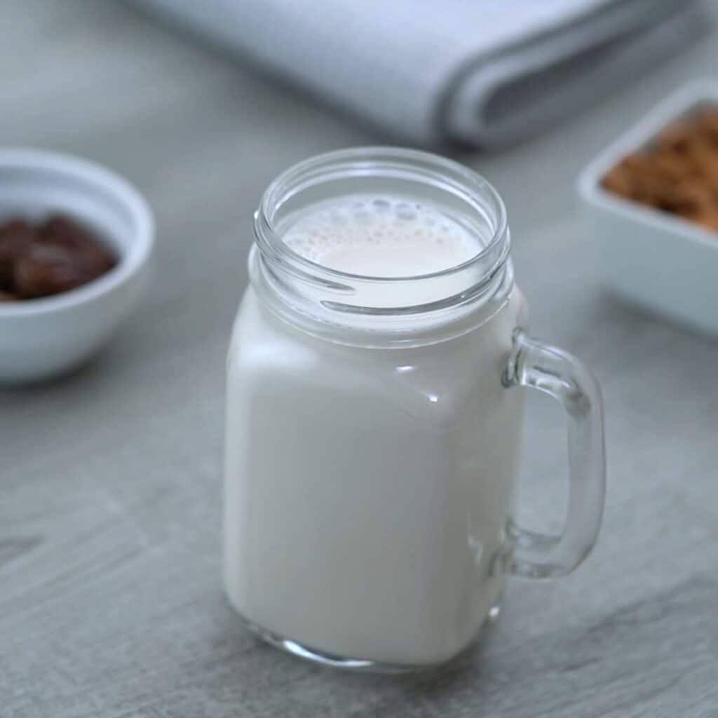 Almond Milk served in a mug.