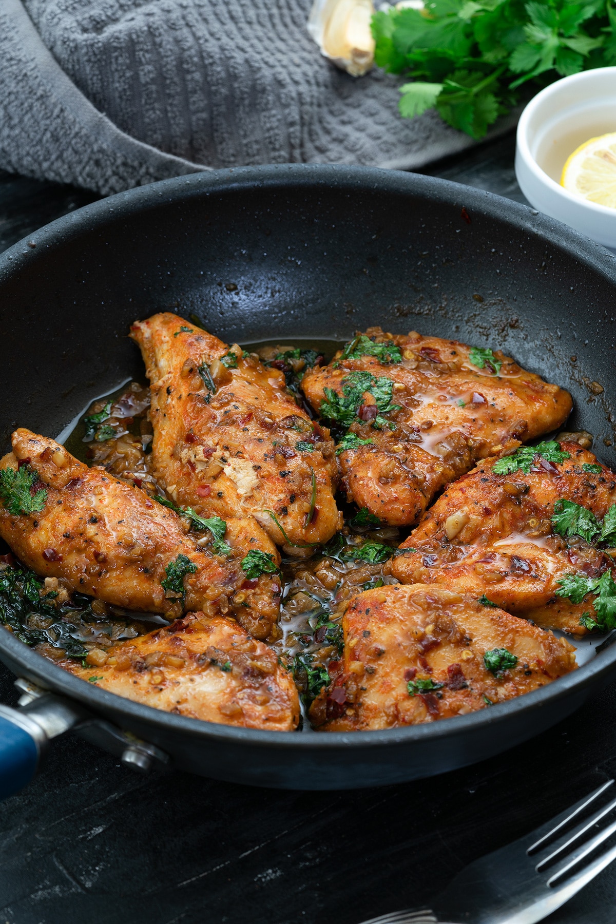 Garlic Butter Chicken in a pan