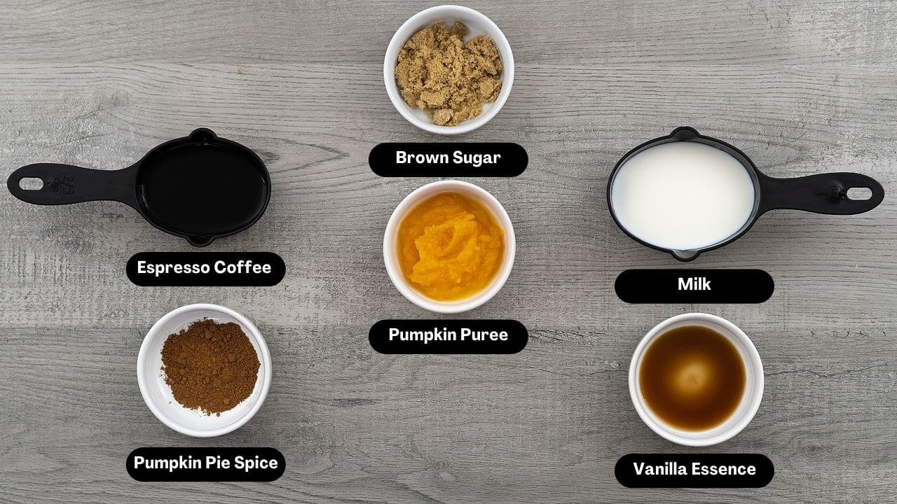 Pumpkin Spice Latte Ingredients.