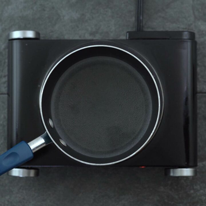Boiling water in saucepan.