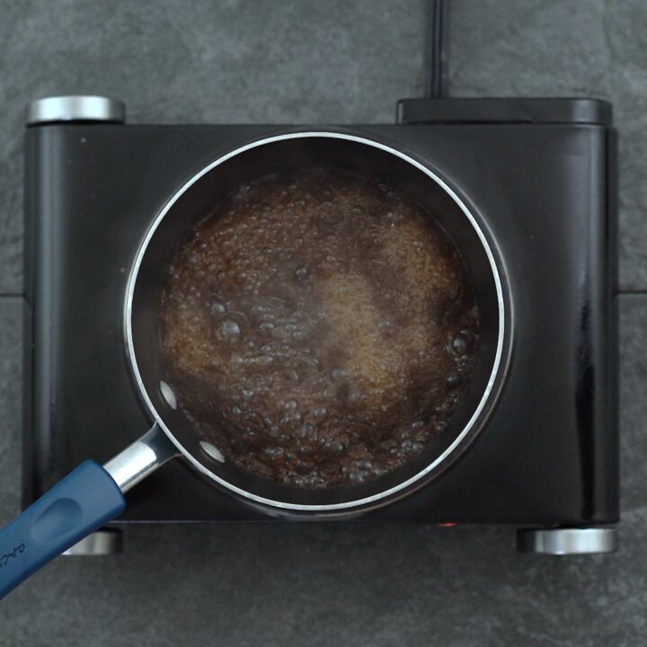 Brewing tea in saucepan.