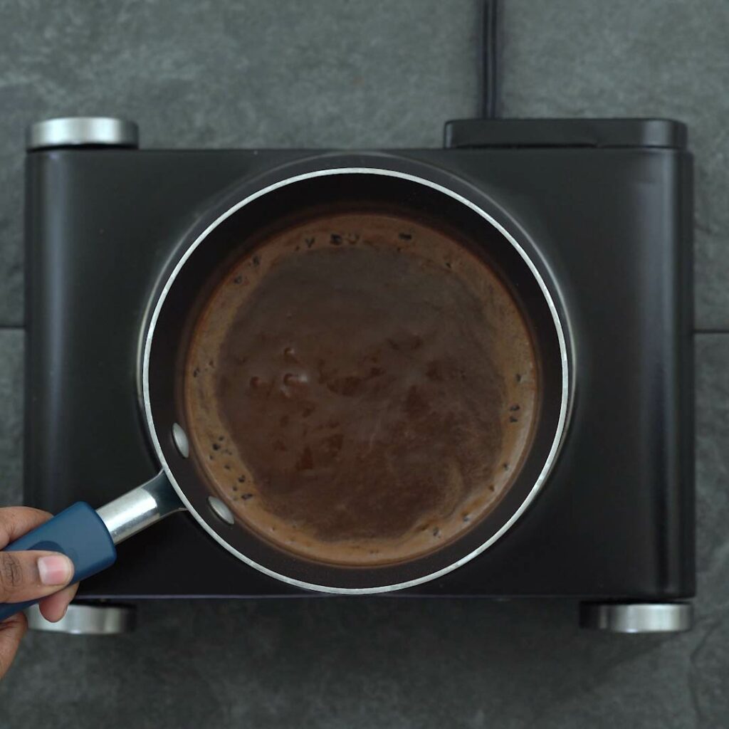 Hot Chocolate in a saucepan.