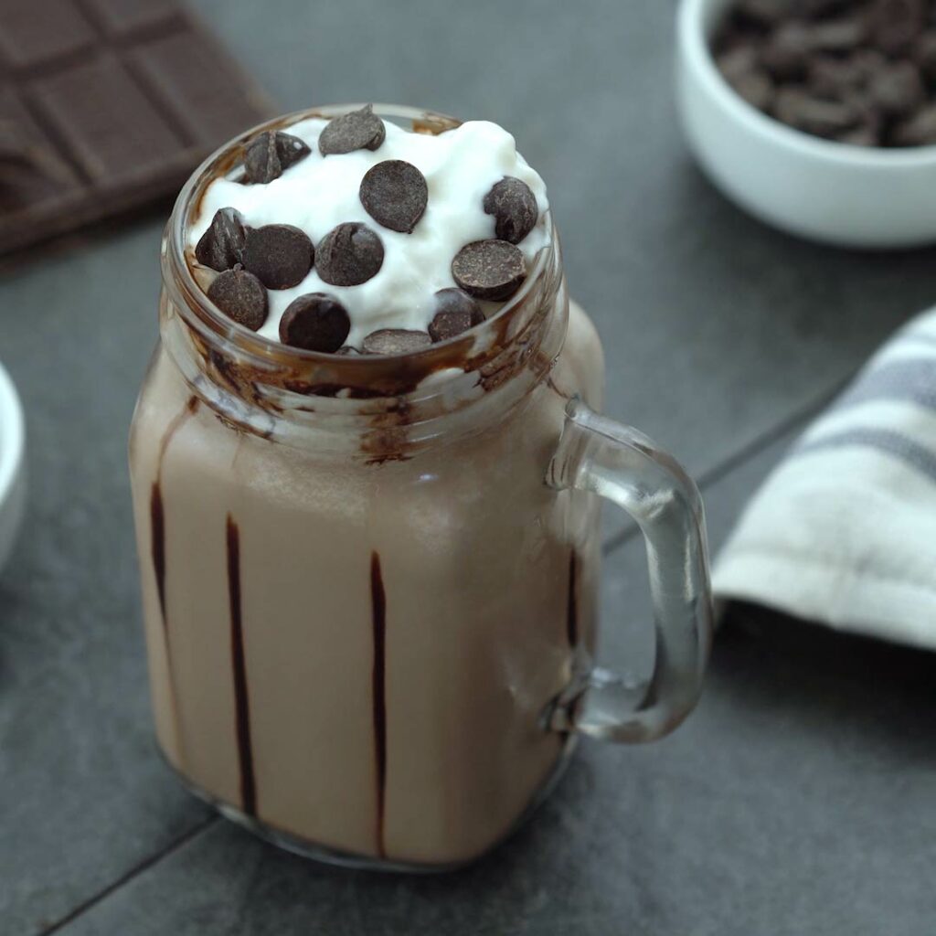 Frozen Hot Chocolate in a serving mug.