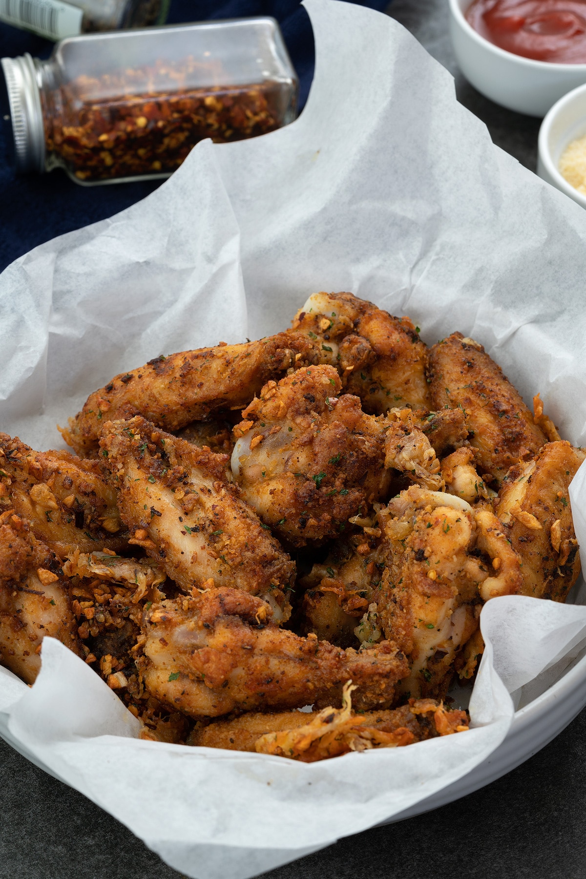 Garlic Parmesan Chicken Wings in a plate