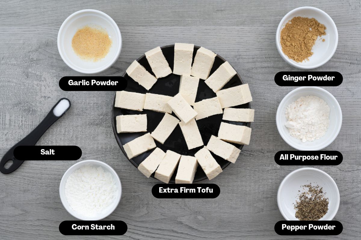 General Tso's Tofu Ingredients on a table