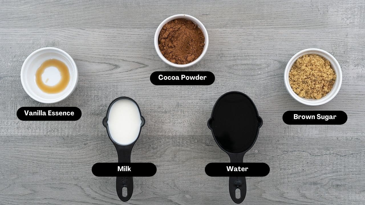 Hot Cocoa Ingredients on a table.