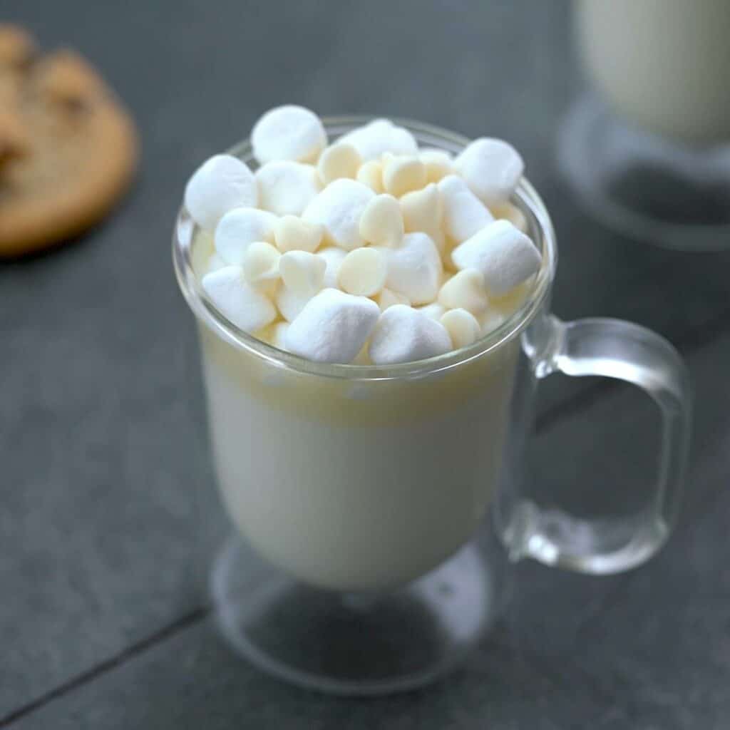 Hot White Chocolate is served.