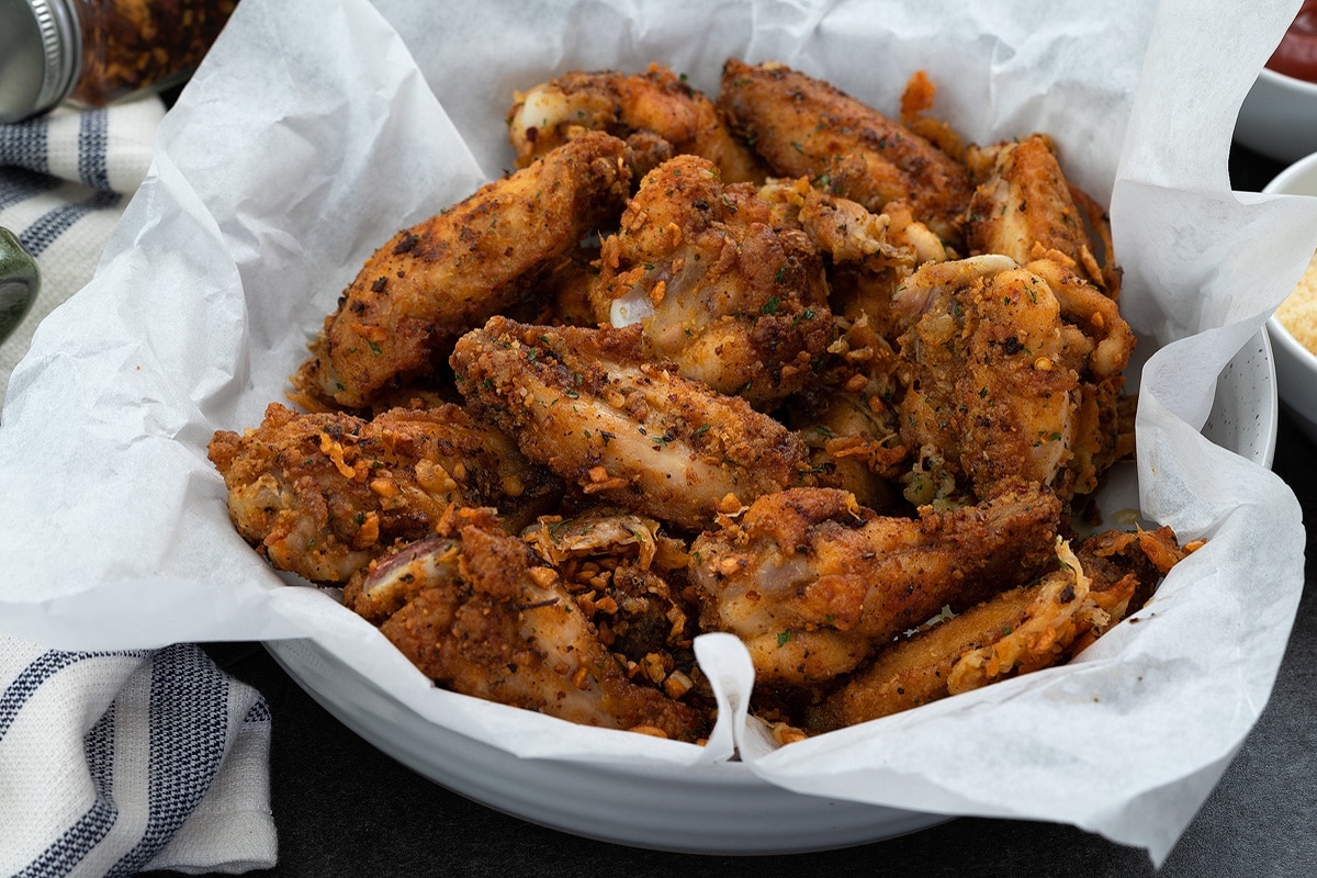 Garlic Parmesan Chicken Wings in a plate