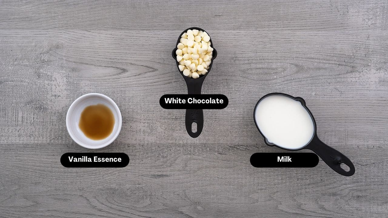 White Hot Chocolate ingredients on a table.