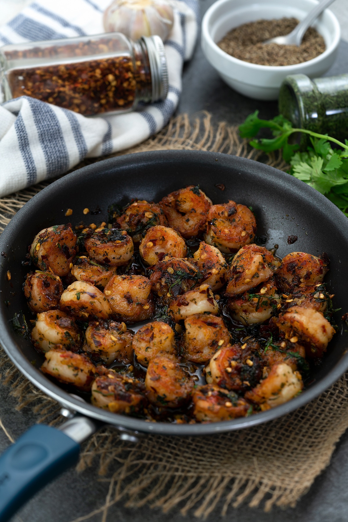 Garlic Butter Shrimp in a pan