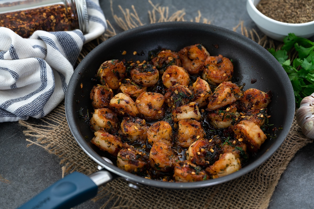 Garlic Butter Shrimp in a pan