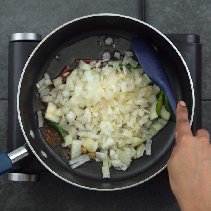 sauteing onions with Indian spices