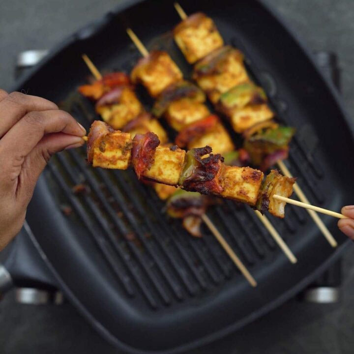 perfectly grilled paneer and veggies