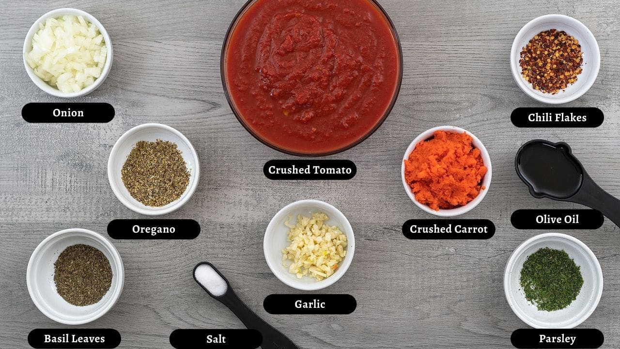 Pasta Sauce Ingredients on a table 
