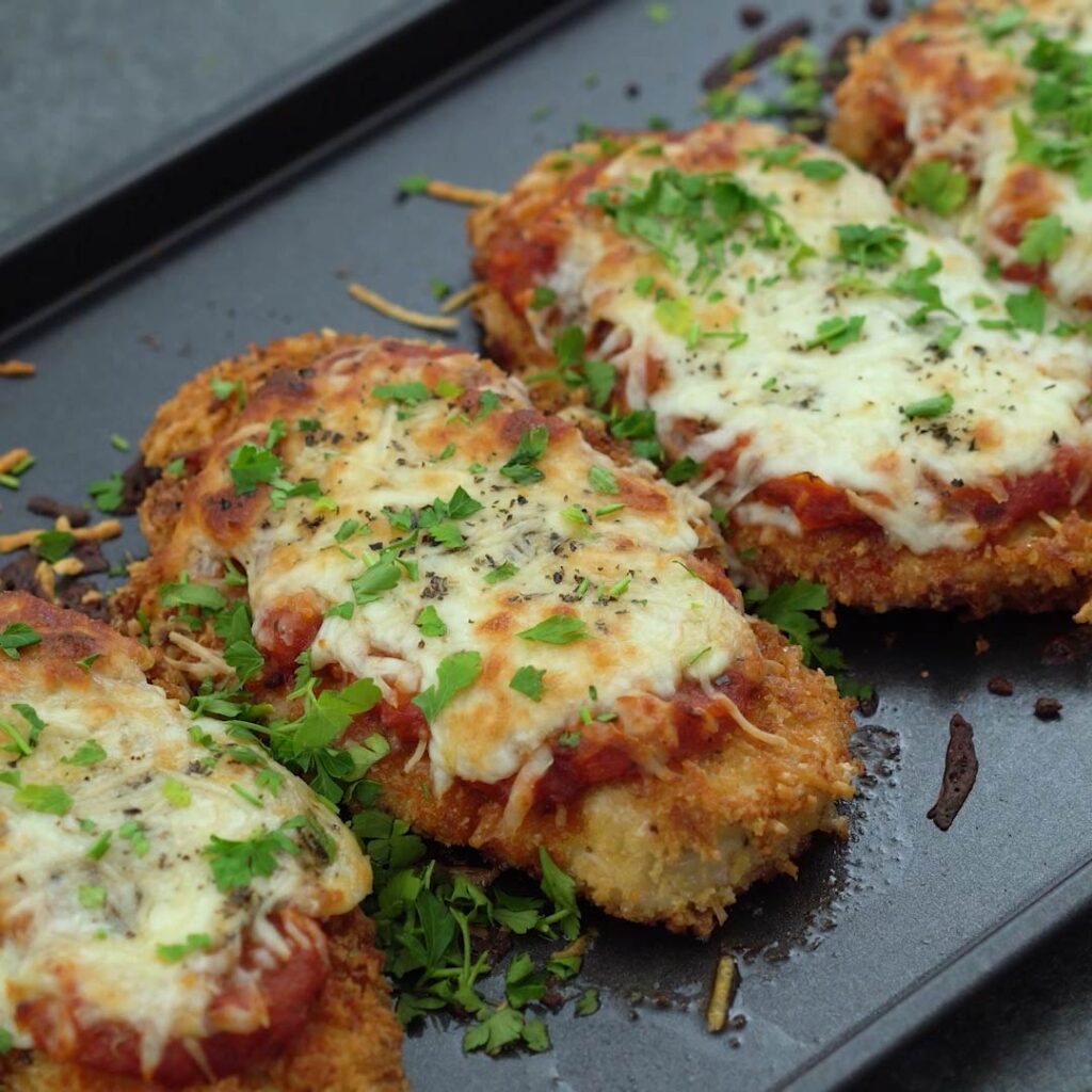 Chicken Parmesan served in a tray