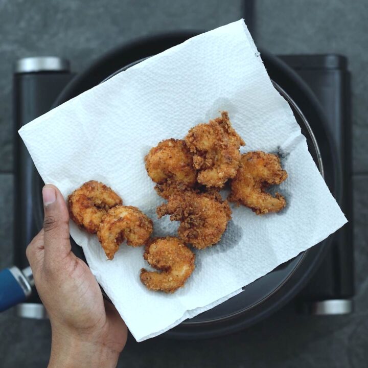 Crispy fried shrimp in a plate