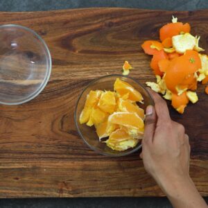 Peeled oranges in a bowl.