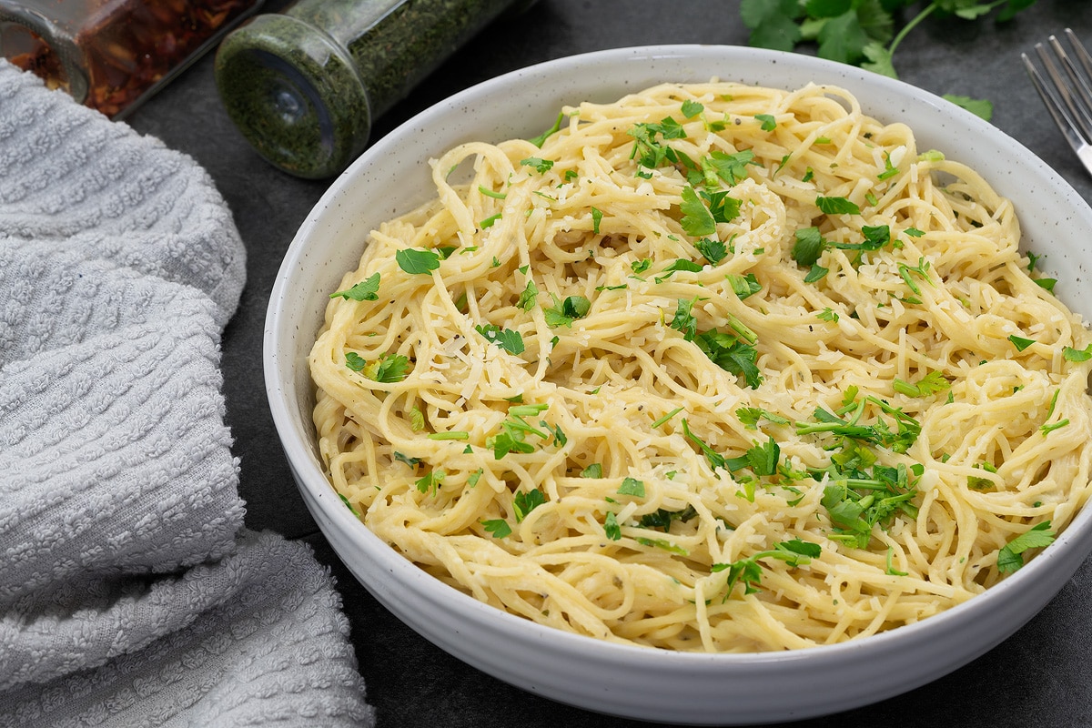 One-Pot Garlic Parmesan Pasta in a bowl