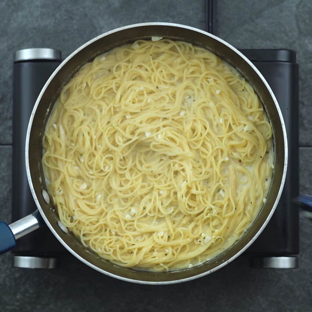 Tender cooked Pasta in a pan