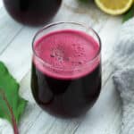 Beetroot juice served a glass.