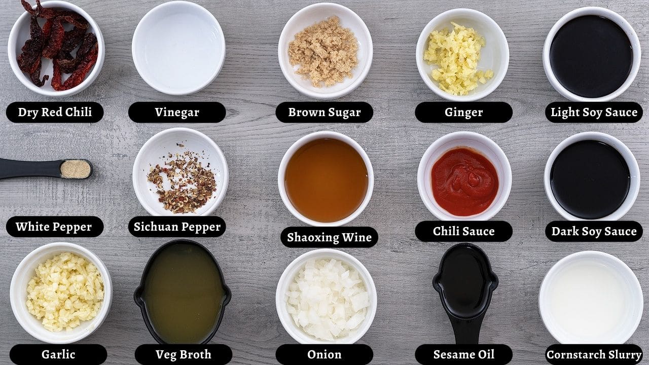 Kung Pao Sauce Ingredients on a table