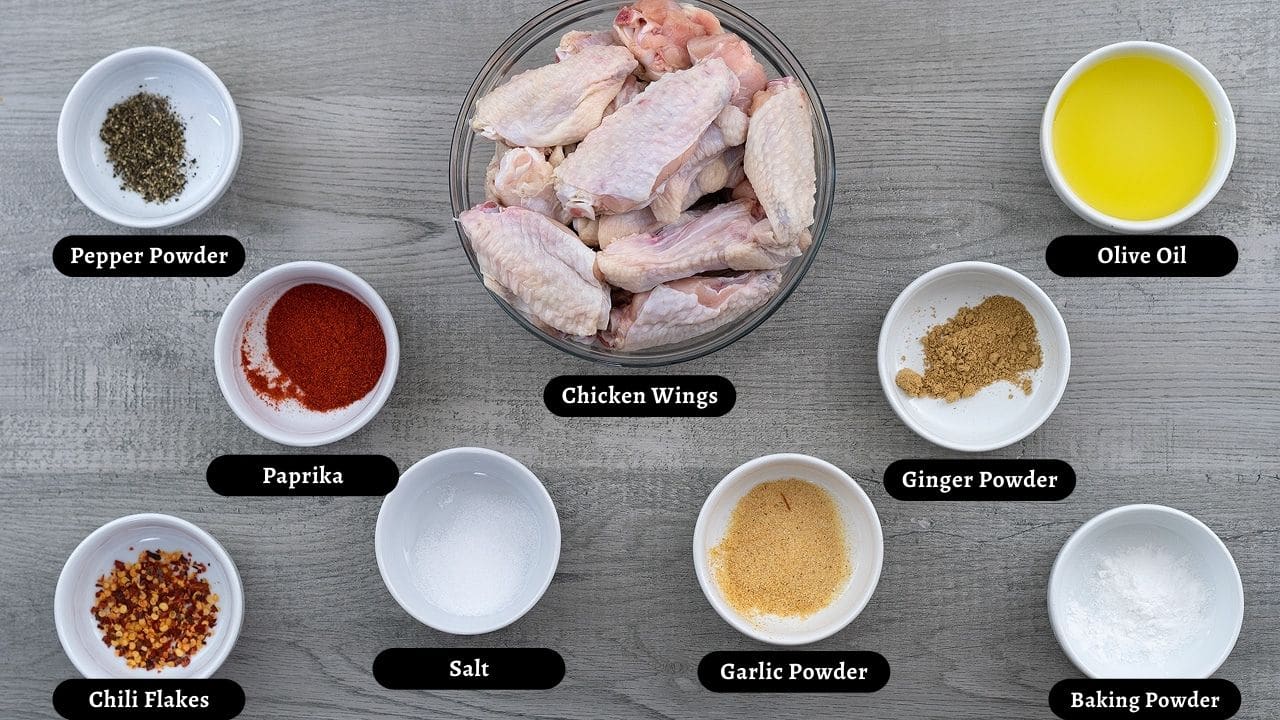 Chicken wings ingredients on the table