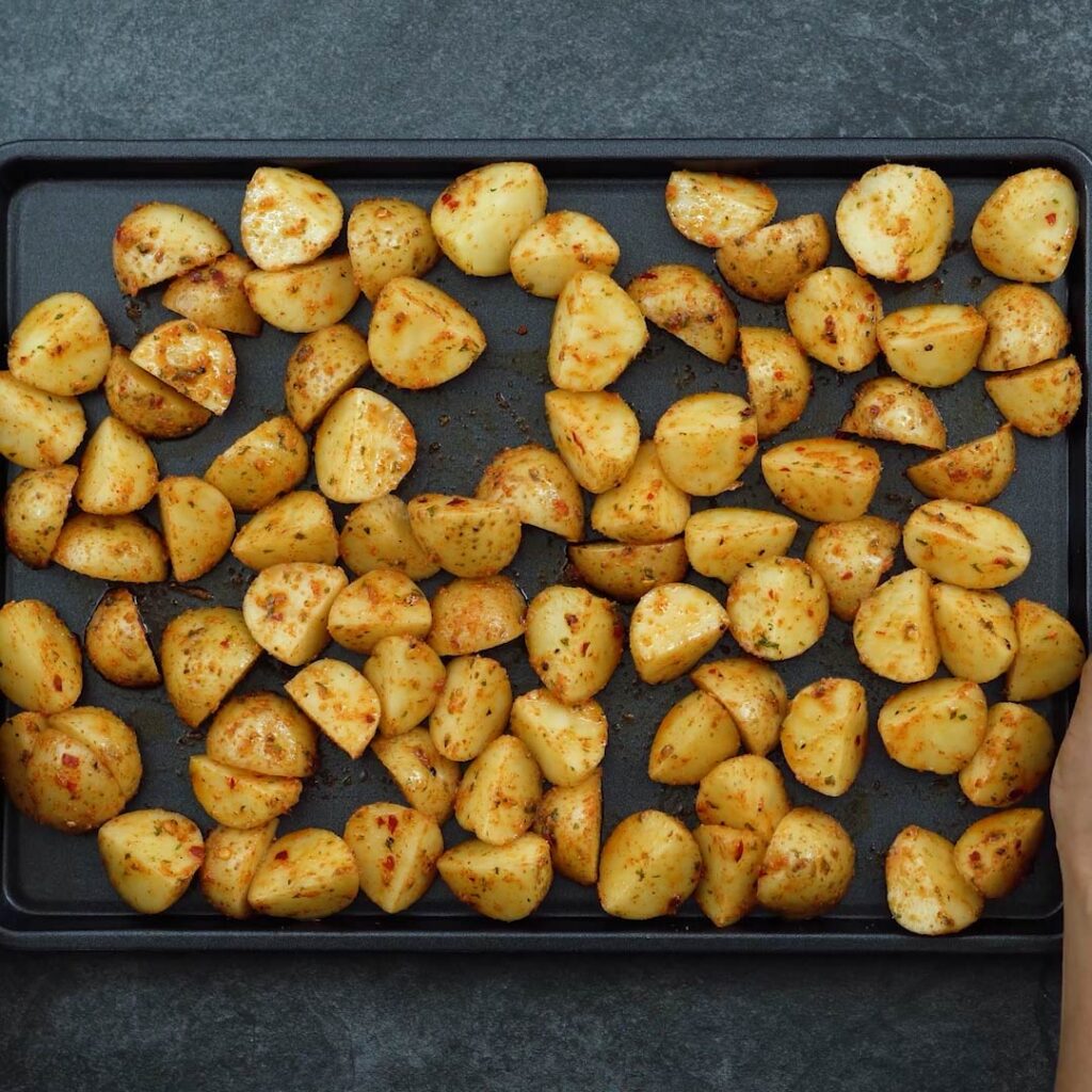 Seasoned Potatoes in a baking tray