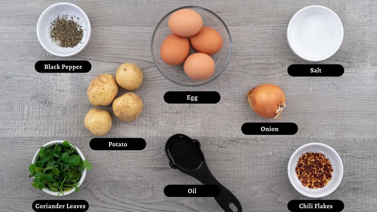 Spanish Omelette ingredients on a table
