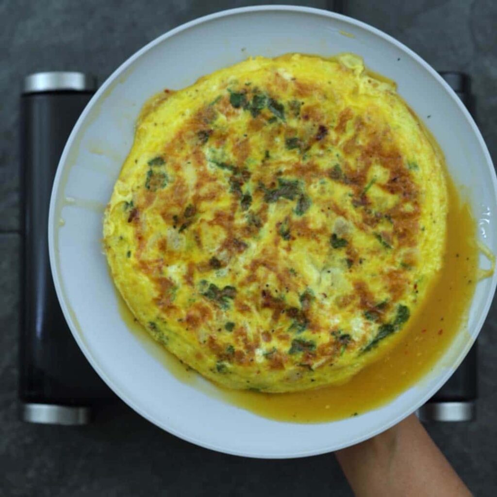 Flipped Egg in a plate